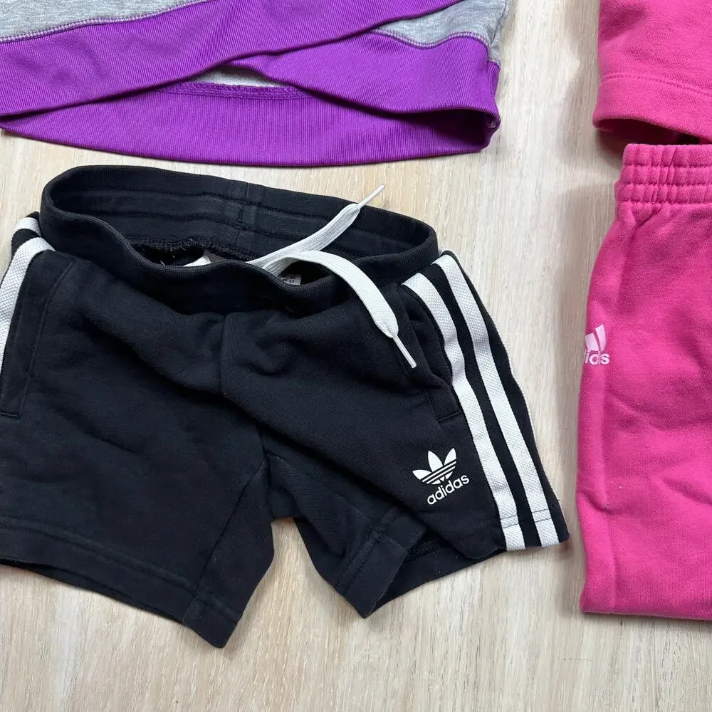 Adidas Originals 4 Piece Pink Athleisure Hoodie Jogger Shorts Clothing Lot 4T